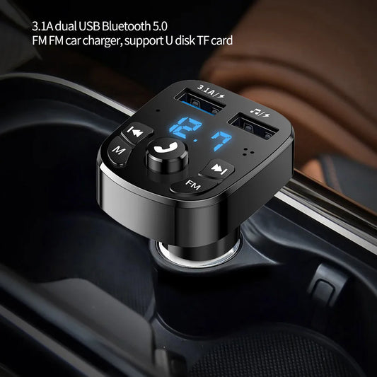 Car FM Transmitter Bluetooth 5.0 – Hands-Free Wireless Car Kit with Dual USB Charging
