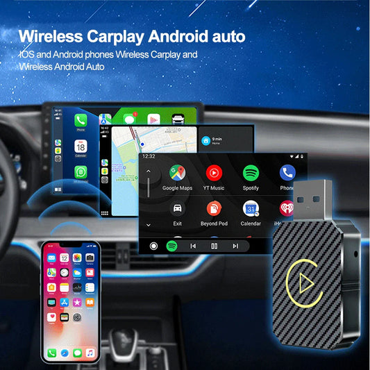 2-in-1 Wireless CarPlay & Android Auto Adapter – 5GHz WiFi Type-C Plug & Play