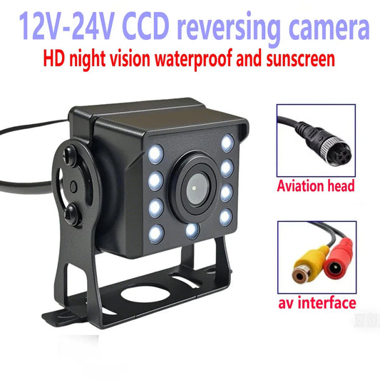 HD Car Reversing Camera – CCD Night Vision Waterproof for 12–24V Cars & Buses