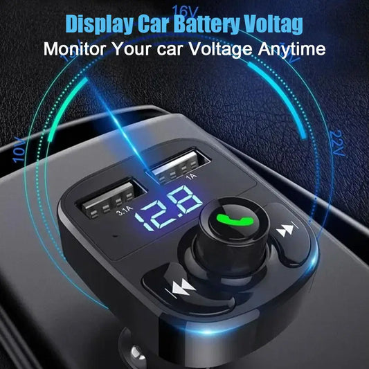 FM Transmitter Car Charger Wireless Bluetooth Hands-Free Calling Radio Receiver MP3 Music Stereo Adapter Dual USB Port Charger